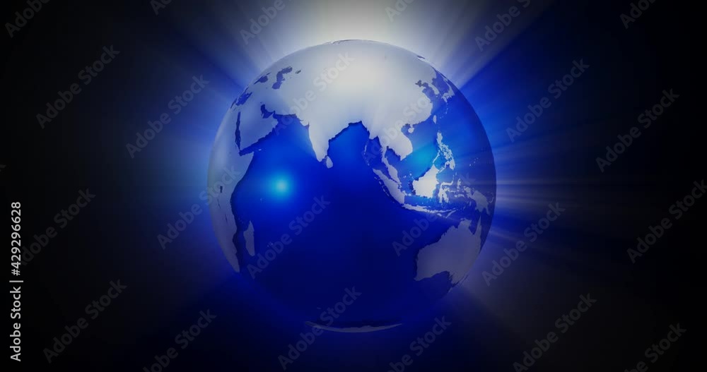 Blue 3D CG earth with rays rotating, loopable Blue 3D CG earth with rays rotating, loopable