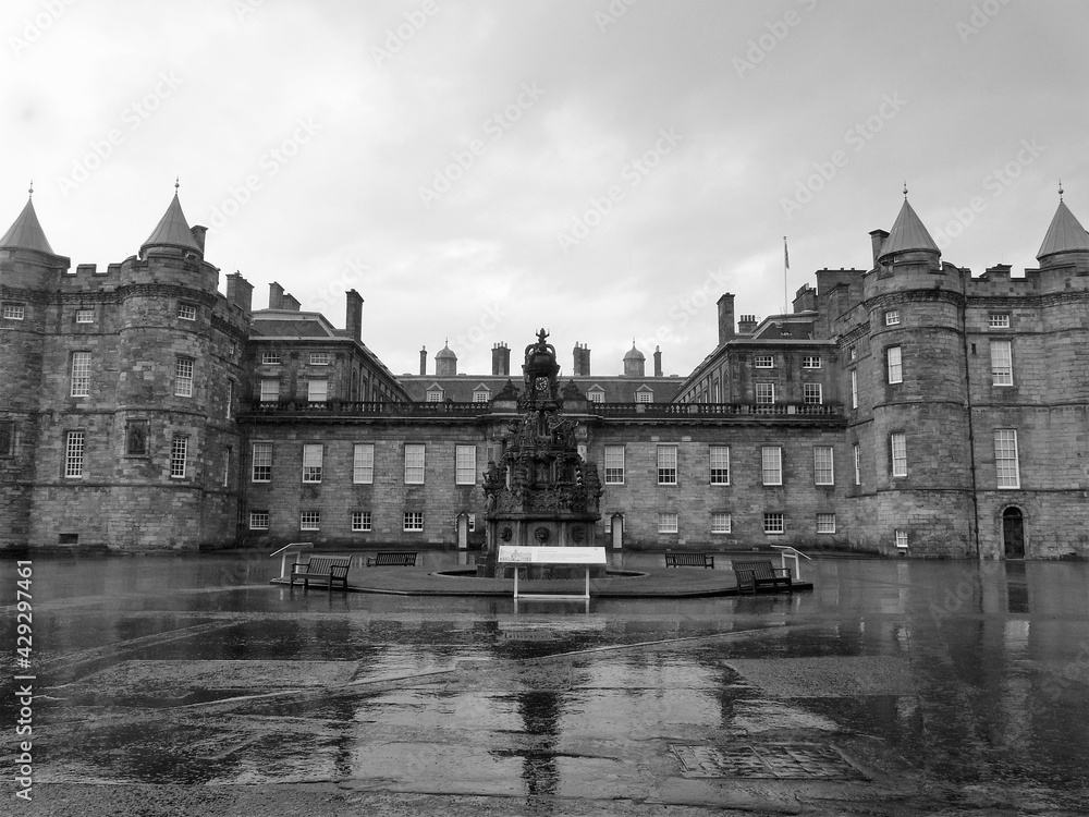 Exterior front view of the Palace of Holyroodhouse, Edinburgh