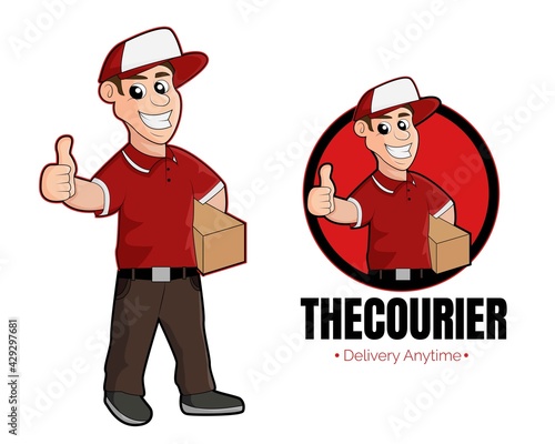 Illustration vector design of the courier mascot logo for business or company