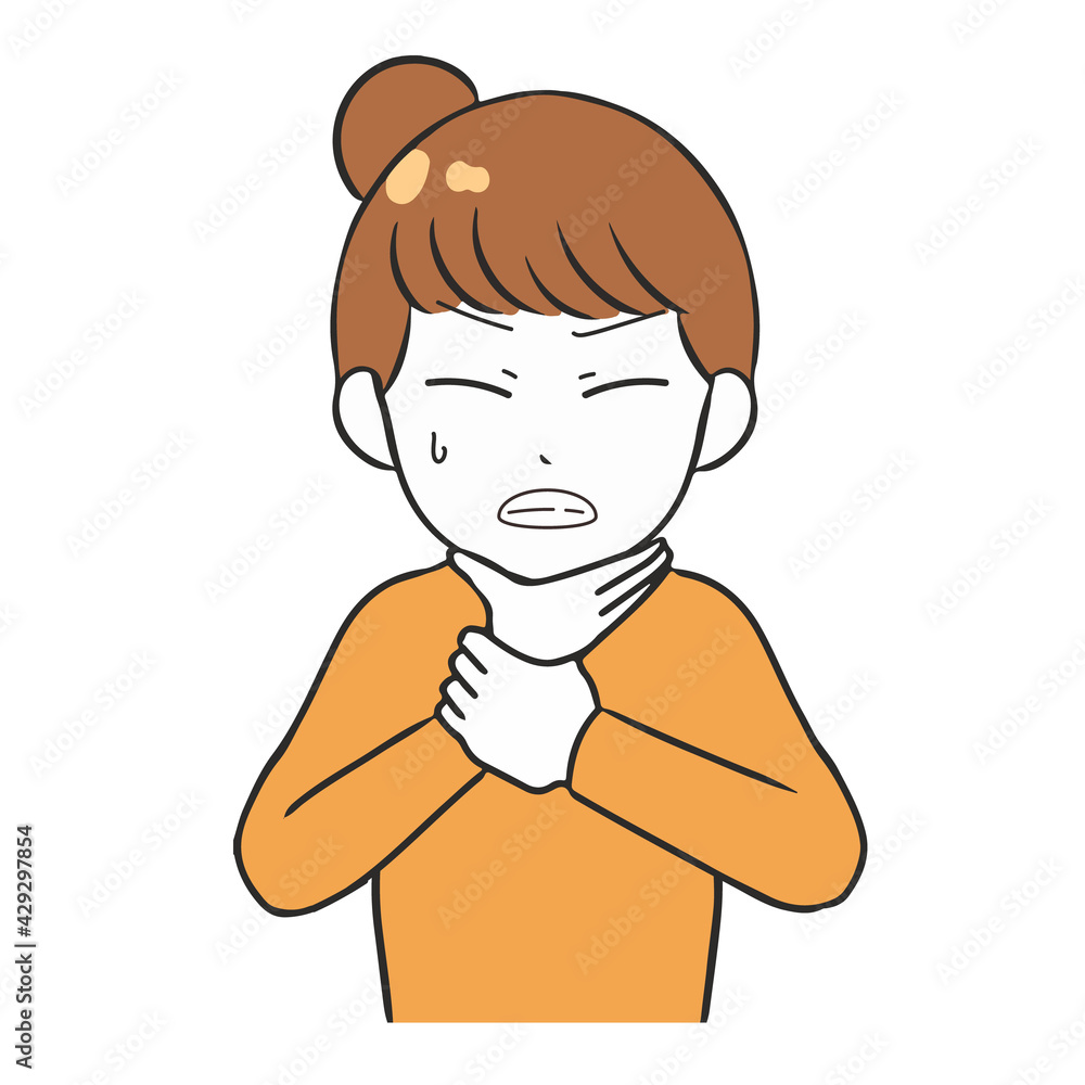 のどが詰まる　女性