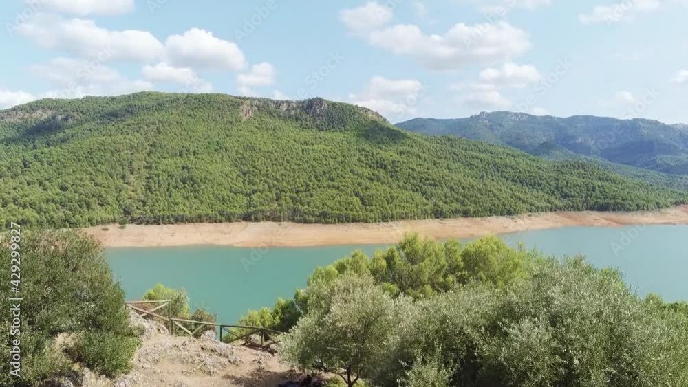 the Tranco reservoir seen from the drone. Located in the Natural Park of the Sierras de Cazorla, Segura y las Villas, Spain the Tranco reservoir seen from the drone. Located in the Natural Park of the Sierras de Cazorla, Segura y las Villas, Spain