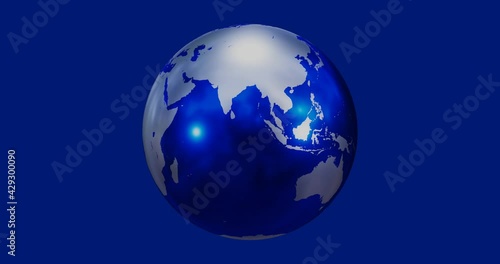 Blue 3D CG earth rotating, loopable