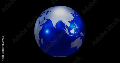 Blue 3D CG earth rotating, loopable