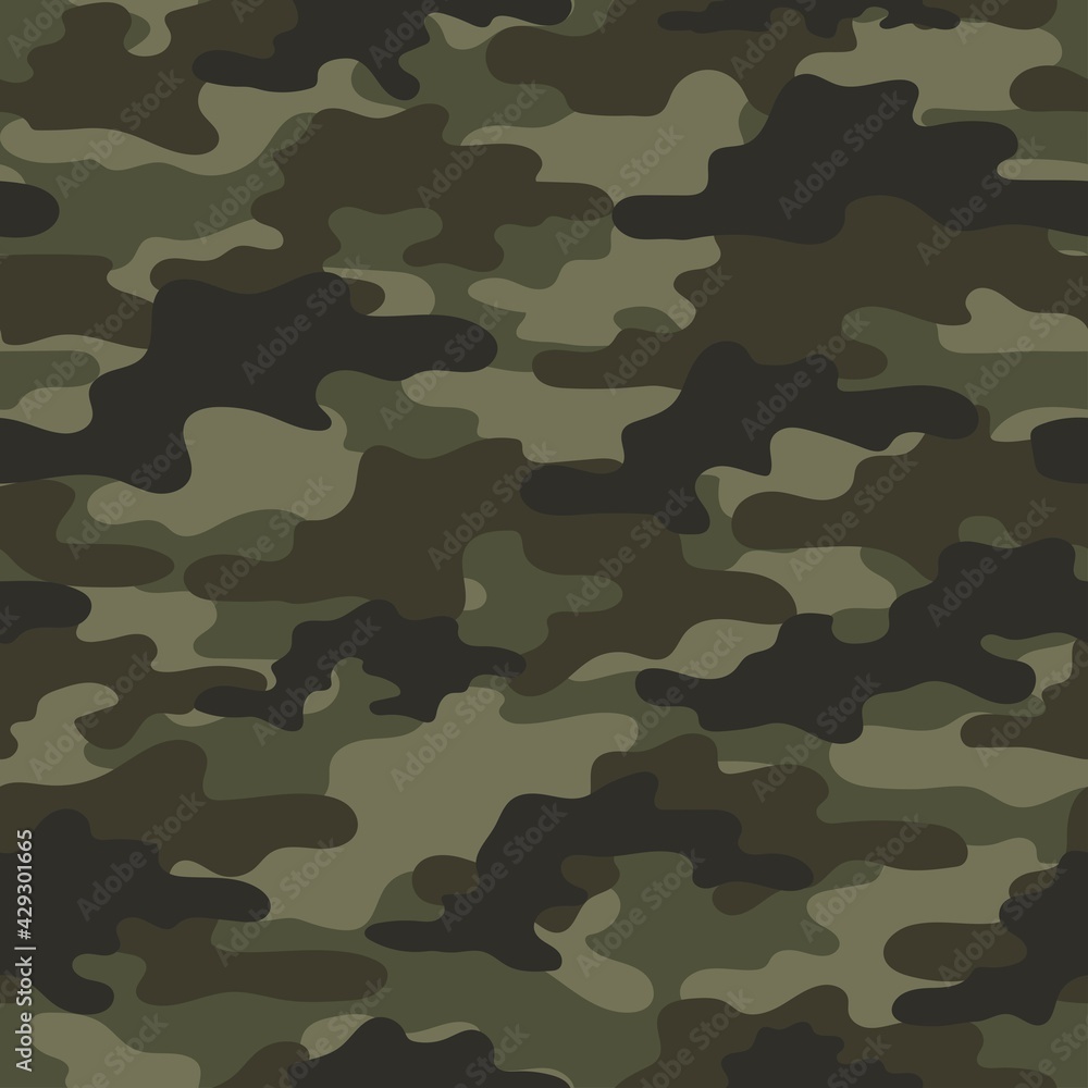 Abstract seamless military green camo texture for print. Forest background. Vector Abstract seamless military green camo texture for print. Forest background. Vector