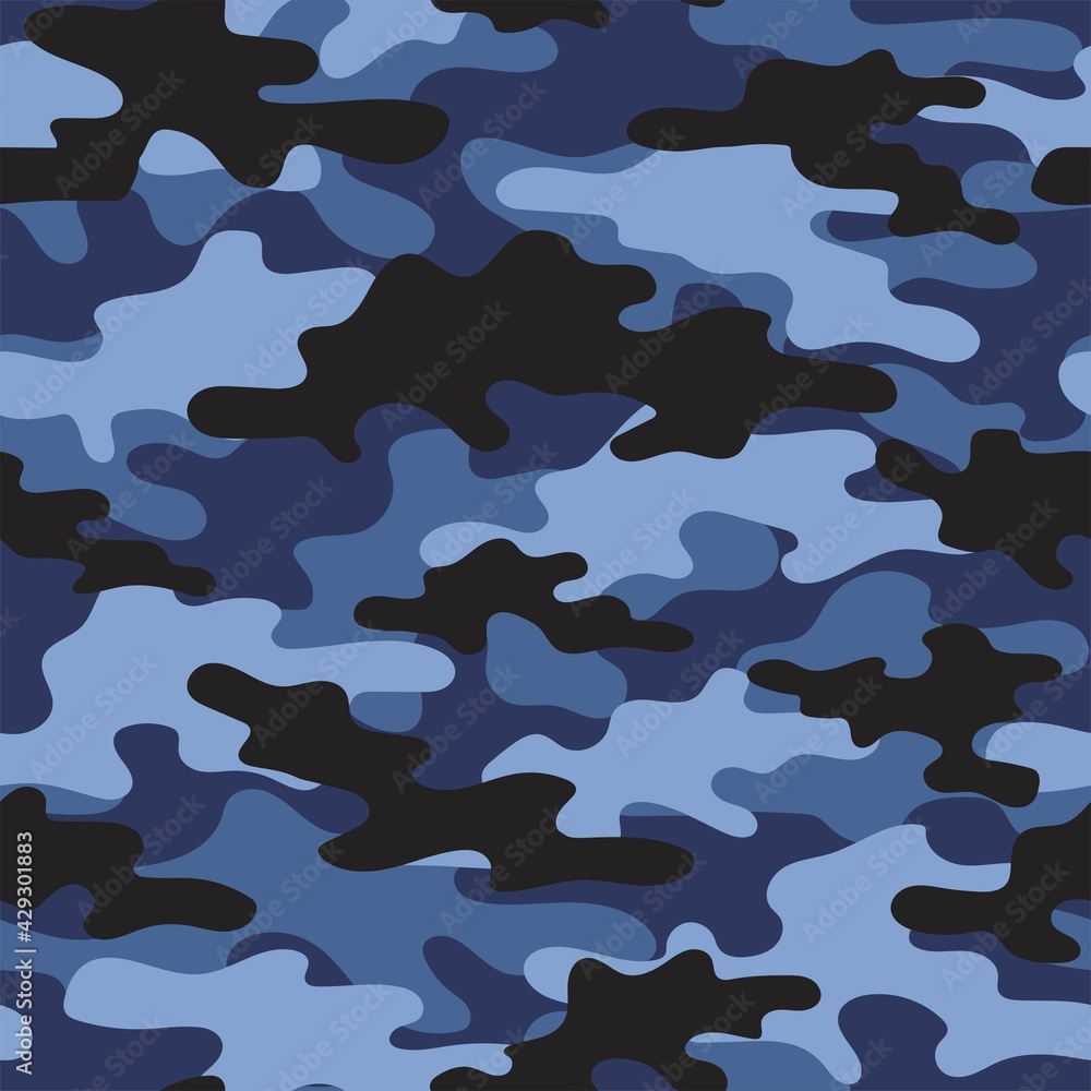 blue military camouflage. vector seamless print. army camouflage for clothing or printing