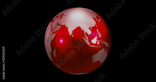Red 3D CG earth rotating, loopable