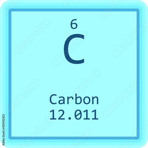 C Carbon Non reactive metal Chemical Element Periodic Table. Square vector illustration, colorful clean style Icon with molar mass and atomic number for Lab, science or chemistry education.