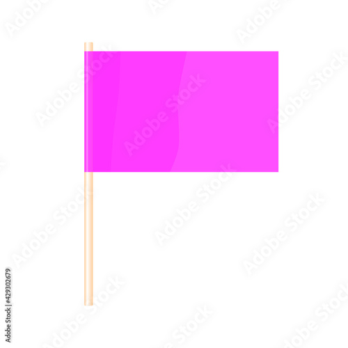 A colored flag on a flagpole. Pink flag. Vector