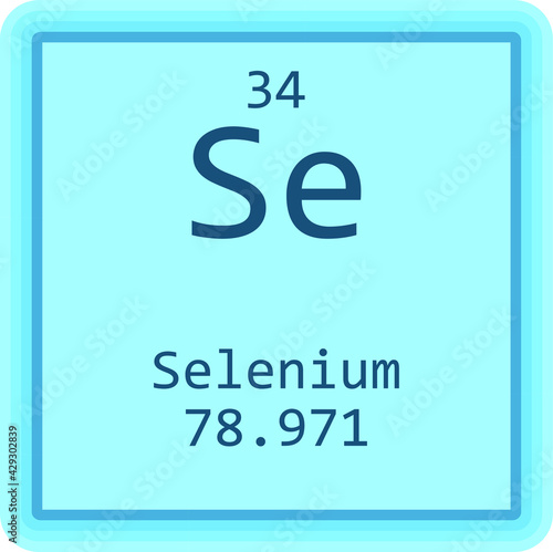 Se Selenium Non reactive metal Chemical Element Periodic Table. Square vector illustration, colorful clean style Icon with molar mass and atomic number for Lab, science or chemistry education.