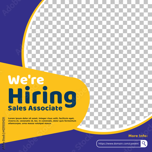Modern job vacancy square web banner for social media post
