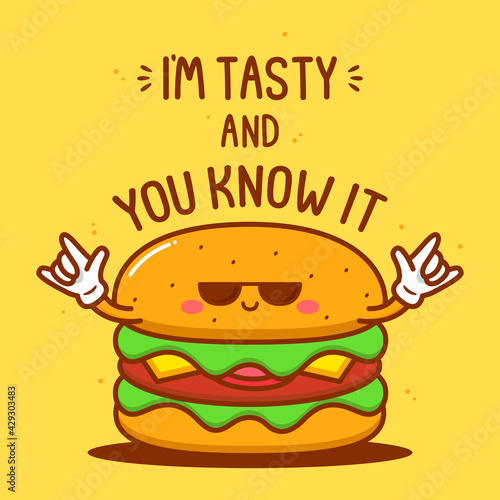 cute burger with quotes illustration