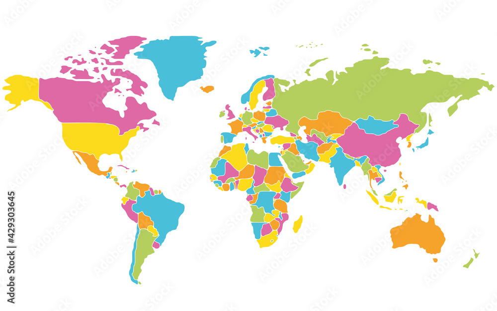 Obraz premium Minimalist world map with rounded borders