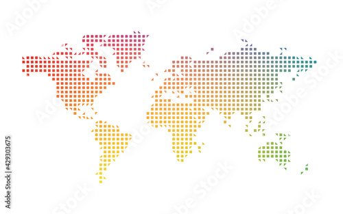 World map colorful dotted mosaic