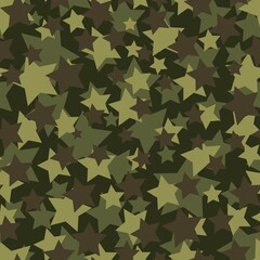 Fototapete Militärmuster Grüne Sterne Muster nahtlos  © keni