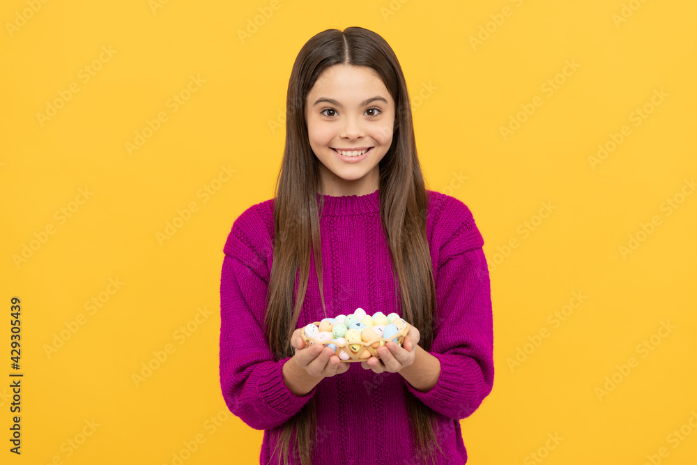 happy easter teen girl hold quail painted eggs, happy easter happy easter teen girl hold quail painted eggs, happy easter