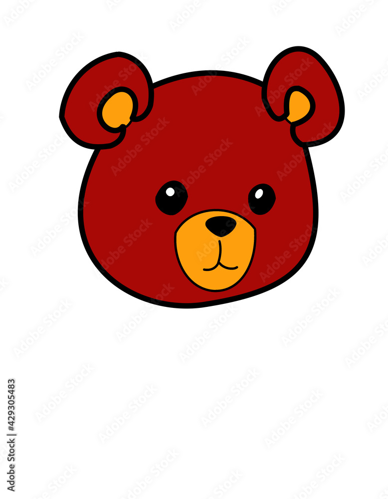Obraz premium クマの顔(茶線線)