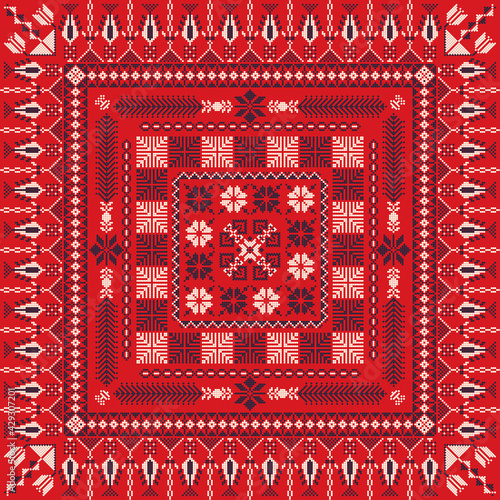 Traditional Palestinian Embroidery Pattern 19
