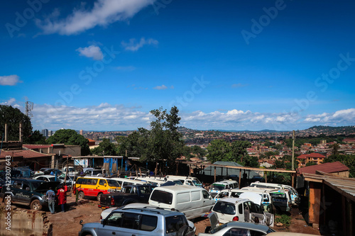 Streets of Kampala view by morning with residential houses, Uganda