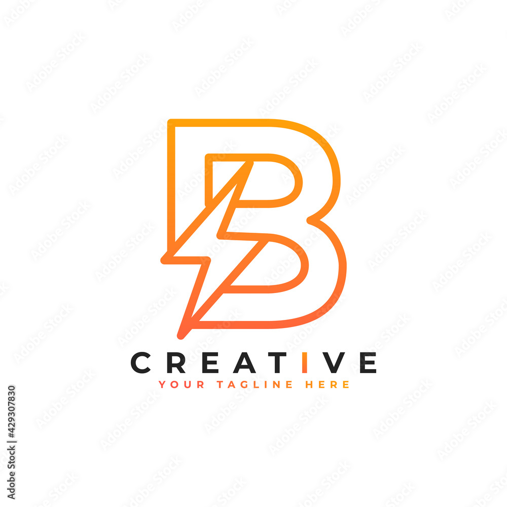 Initial Letter B Logo With Lighting Thunder Bolt in Linear Style. Alphabet Suitable for Fast, Power, Flash, Electric, Identity, Moving and Speed. Initial Letter B Logo With Lighting Thunder Bolt in Linear Style. Alphabet Suitable for Fast, Power, Flash, Electric, Identity, Moving and Speed.