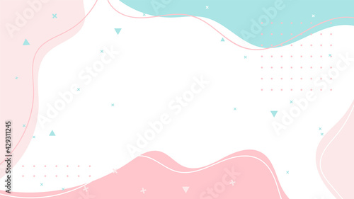 Beautiful pastel social media banner template with minimal abstract organic shapes composition in trendy contemporary collage style	
