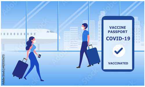 Vaccine passport for covid-19 coronavirus, Immunity vaccinated passport for travel vector illustration