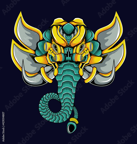 Elephant robotic cyborg illustration