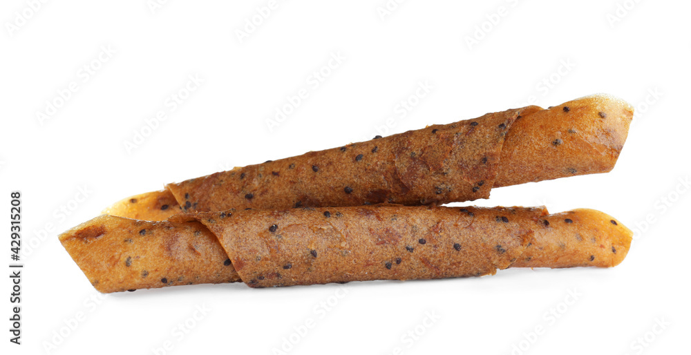 Delicious fruit leather rolls on white background Delicious fruit leather rolls on white background