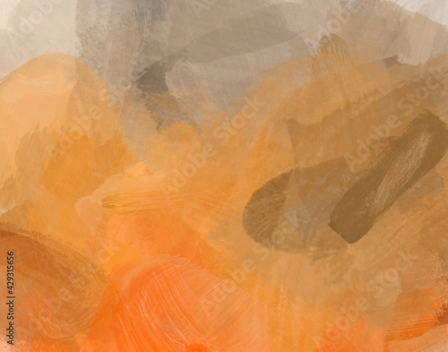 Orange and brown paint strokes abstract pattern background