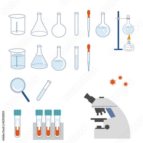 医療や実験のイラストセット素材