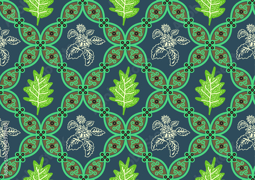 Indonesian batik motif, Batik is a technique of wax-resist dyeing applied to whole cloth, or cloth made using this technique originated from Indonesia. EPS 10
