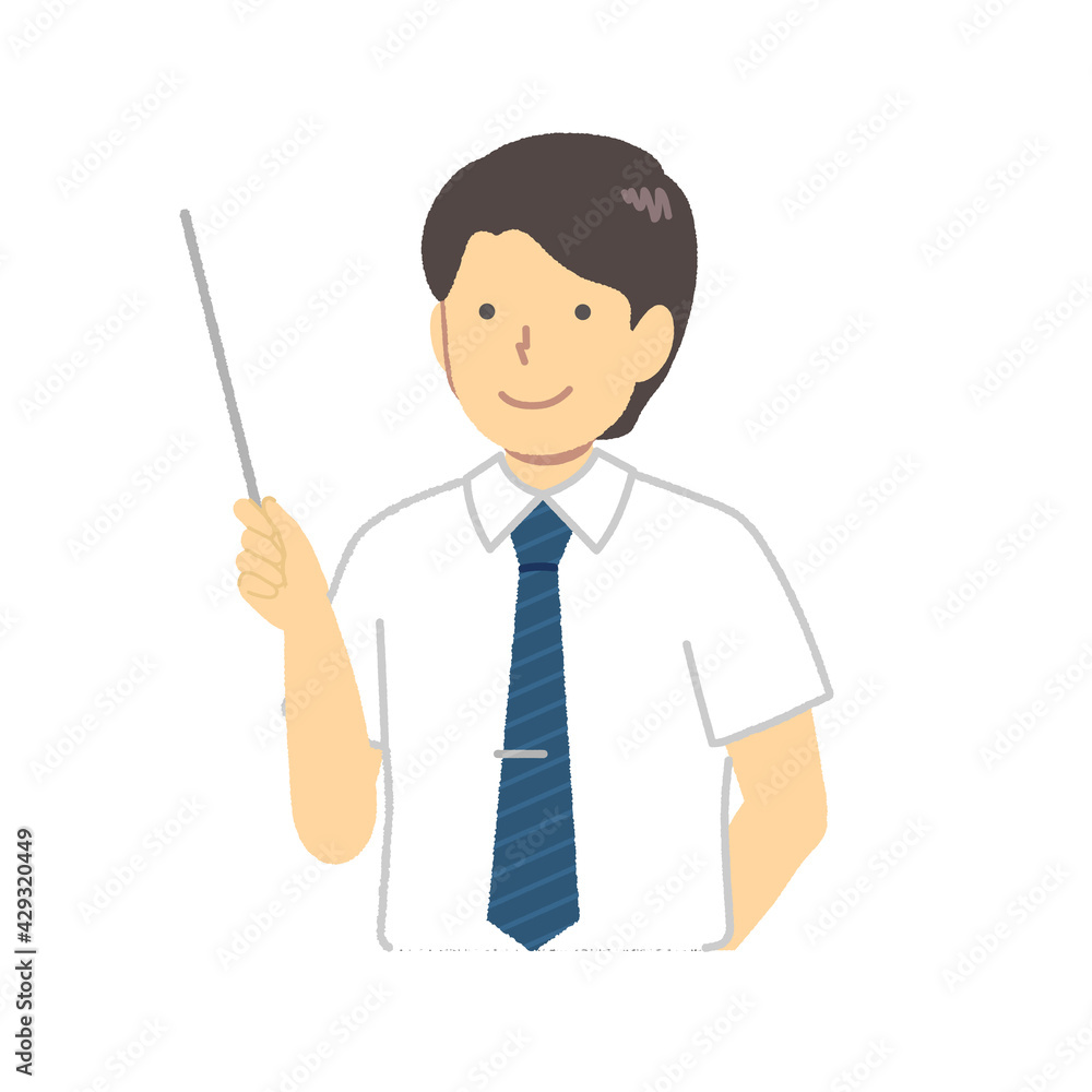 Male working at reception: Holds a pointer Male working at reception: Holds a pointer