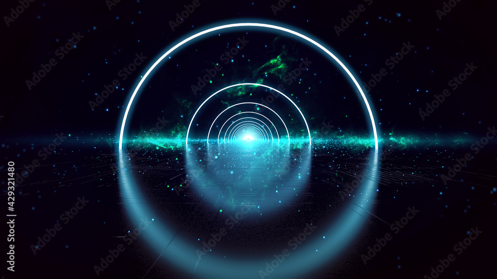 Obraz premium Illumination Abstract Background. Futuristic VJ motion graphics, club concert with projection mapping and nebula background .