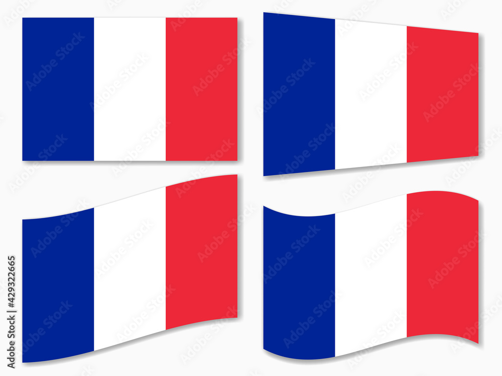 isolated France flag set waving by the wind shapes, element for icon, label, banner, button etc. vector design. isolated France flag set waving by the wind shapes, element for icon, label, banner, button etc. vector design.