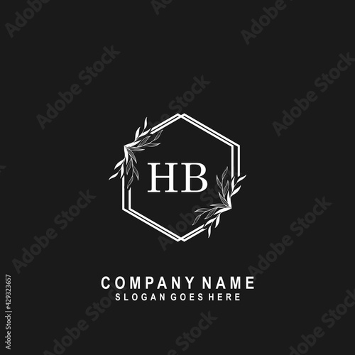 Initial letter HB Signature, beauty monogram and elegant logo design, handwriting logo of initial signature, wedding, fashion, floral and botanical with creative template	