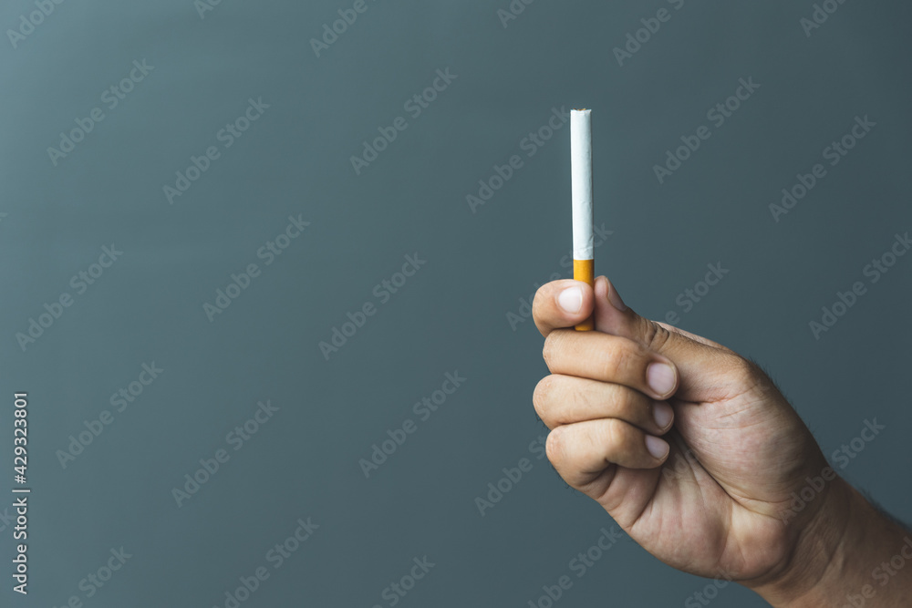 A young man with a cigarette He is going to smoke. It is dangerous to the people around. world tobacco day. A young man with a cigarette He is going to smoke. It is dangerous to the people around. world tobacco day.