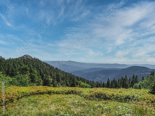 view from a hiking path at mount Arber, a mountain in the bavarian forest