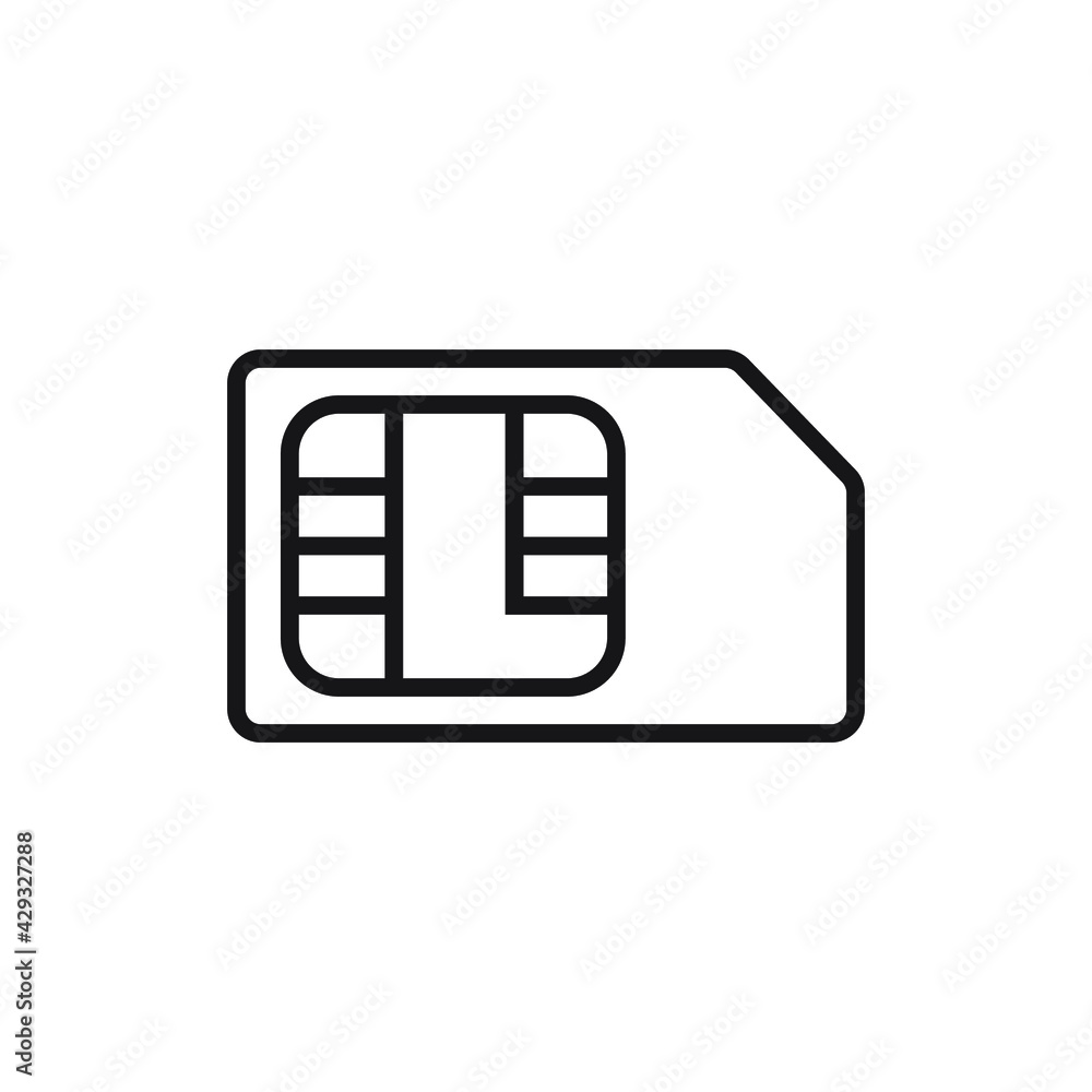 SIM card thin line icon. Linear vector illustration. Pictogram isolated on white background SIM card thin line icon. Linear vector illustration. Pictogram isolated on white background