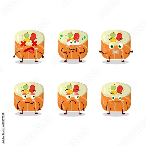 Norimaki sushi cartoon character with nope expression