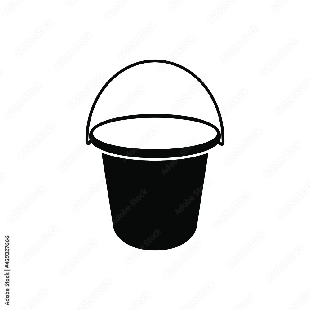 Empty bucket vector icon in black solid flat design icon isolated on white background Empty bucket vector icon in black solid flat design icon isolated on white background