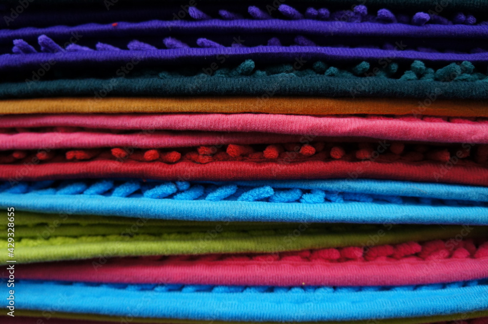 The textures of the fabric are placed on top of each other. The textures of the fabric are placed on top of each other.