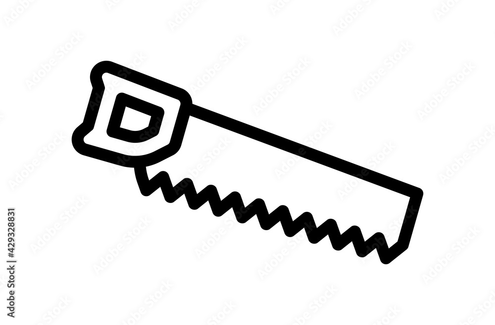 A good saw for woodworking in white background icon. A good saw for woodworking in white background icon.