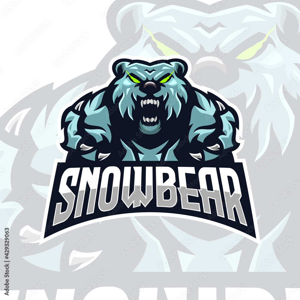 Snow Bear Logo Mascot Vector Illustration for team, good to use as your team logo, usually used for team logos for tournaments, competitions, championships, T-shirts, etc.