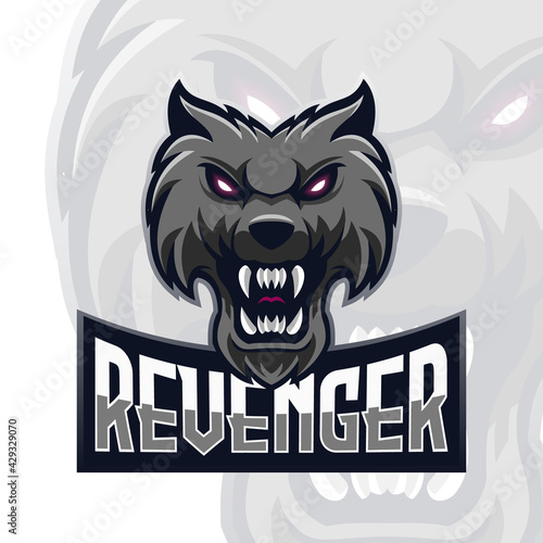 Vector illustration Black Wolves with revenger text, good to use as your team logo, usually used for team logos for tournaments, competitions, championships, T-shirts, etc. photo