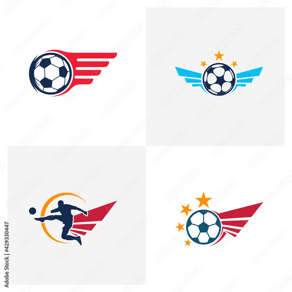 Set of Soccer logo design vector illustration, Creative Football logo design concept template, symbols icons Set of Soccer logo design vector illustration, Creative Football logo design concept template, symbols icons