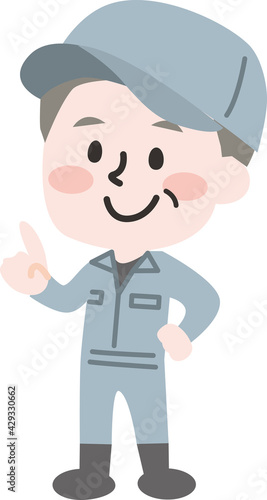 二頭身_作業員のシニア男性