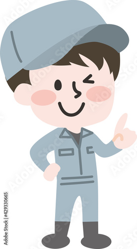 二頭身_作業員の若い男性