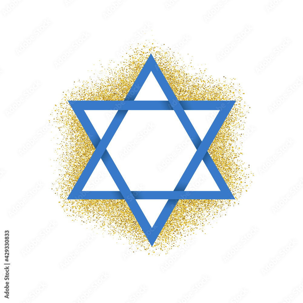 Vector illustration of Blue Magen David (star of David). With golden particles around. Vector illustration of Blue Magen David (star of David). With golden particles around.