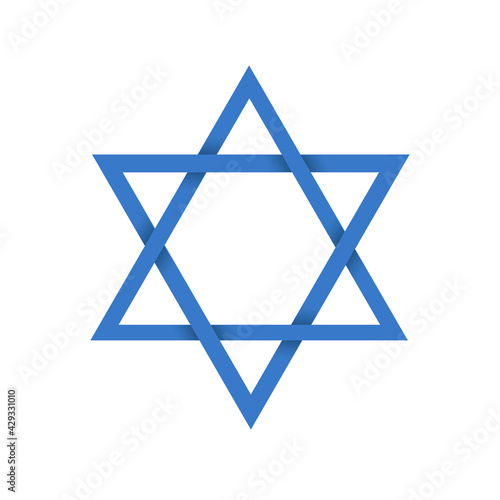 Vector illustration of Blue Magen David (star of David). Isolated on white background