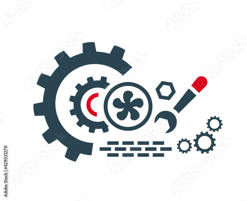 Vector icon, propeller logo, cooling and air conditioning. Construction and repair. 