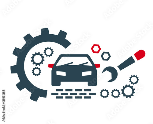Vector icons, logos for car repair and maintenance and other repair work. Car service.